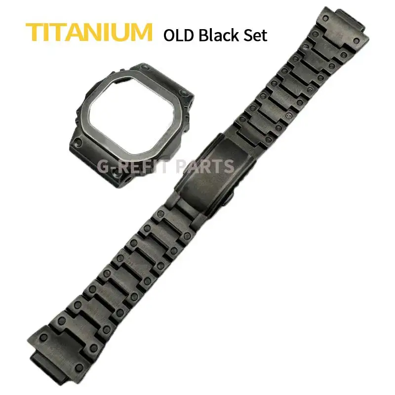 G-Refit V5.5 Titaniumlegering DW5600 GWB5600 G5600E GWM5610 Horlogebanden Bezel Strap Set Horlogeband Metaal/Case zwarte band Met Gereedschap