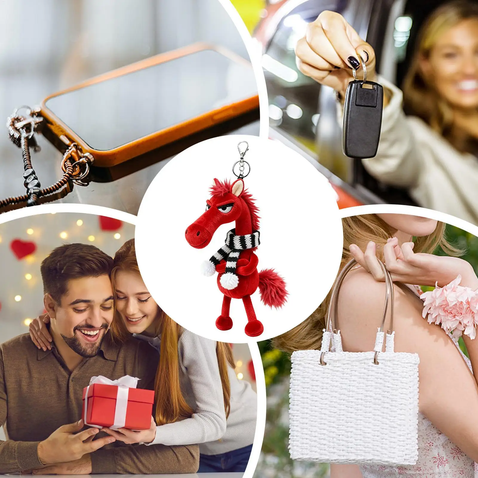 new 2026 Cool Black Horse Pendant Horse-shaped Keychain Cartoon Cute Plush Doll Pendant Bag Accessories Key Ring
