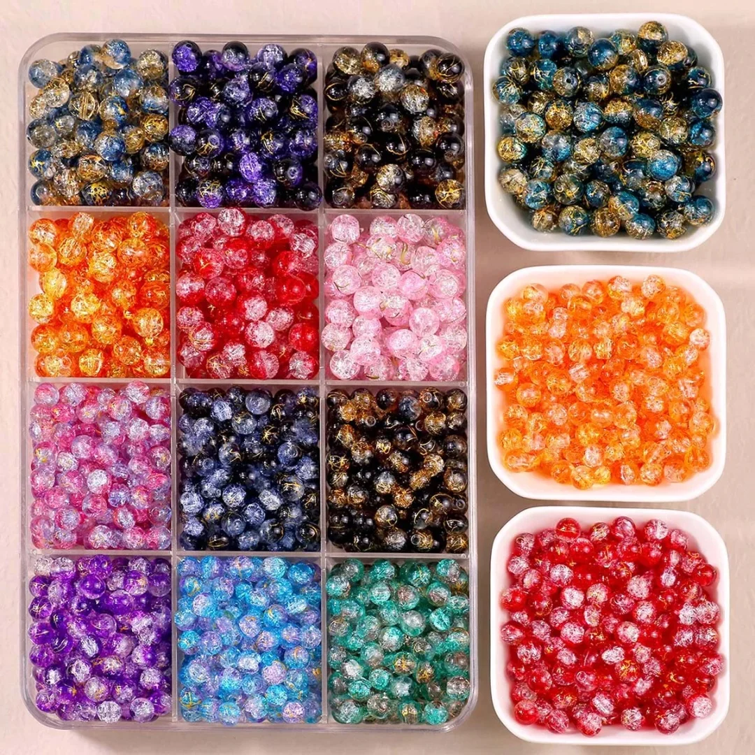 10/8/6mm Dual Color Cracks, Brushed Mixed Color, Acrylic Beads, DIY Accessories, Ornaments, Pendants, Decorative Beads, Holiday