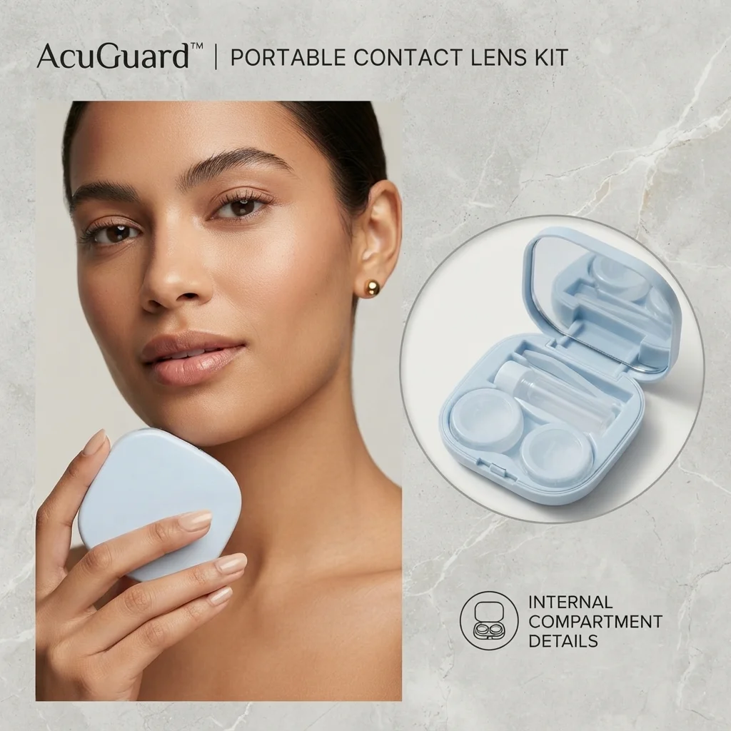 Macaron Style Contact Lens Case Portable Travel Kit with Mirror Minimalist Storage Box Eye Care Set for Daily and Travel Use