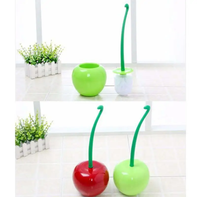 ﻿ Toilet Brush And Holder Creative Cherry Shape WC Toilet Brush Cleaning Brush for Home Bathroom Washing Room Public Toilets Use