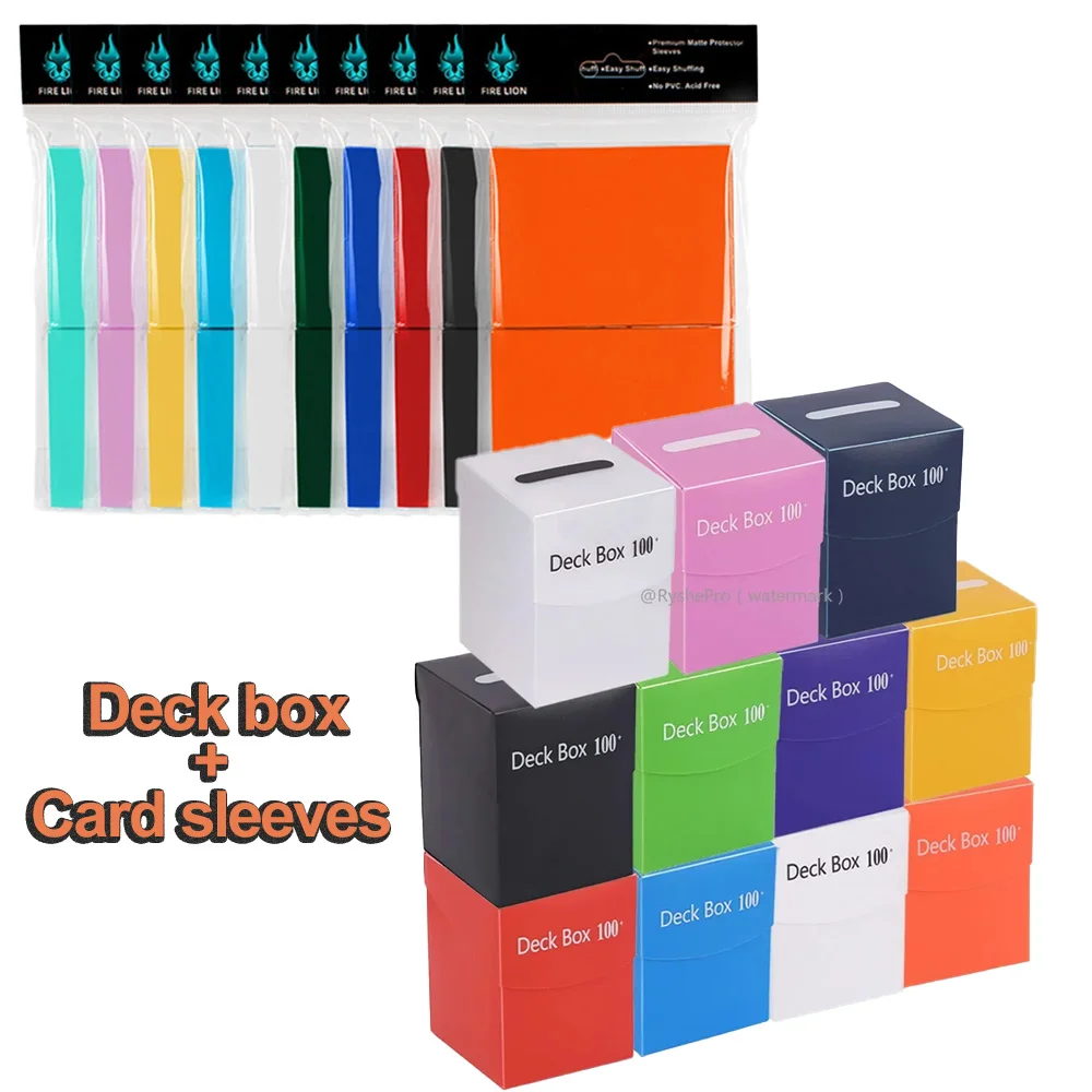 Card Deck Box and 100 PCS 66x91mm Matte Standard Size Card Sleeves Trading Cards Protector Comportible with MTG TCG Sport Cards