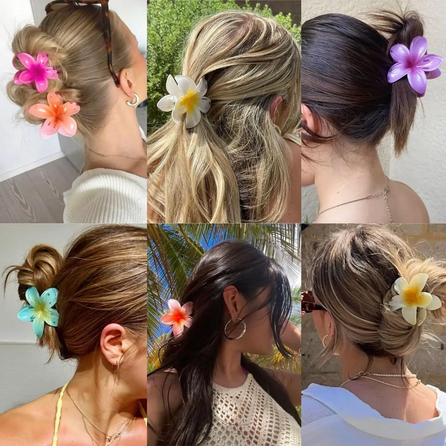 Pinces à cheveux fleur hawaïenne pour femmes, grande griffe pour optique, épingles à cheveux fines pour filles, barrettes, plage, été, accessoires cadeaux