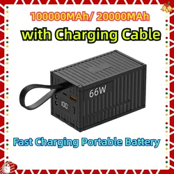 Power Bank 100000MAh/ 20000MAh Super Fast Charging Portable Battery for IPhone Samsung with Charging Cable