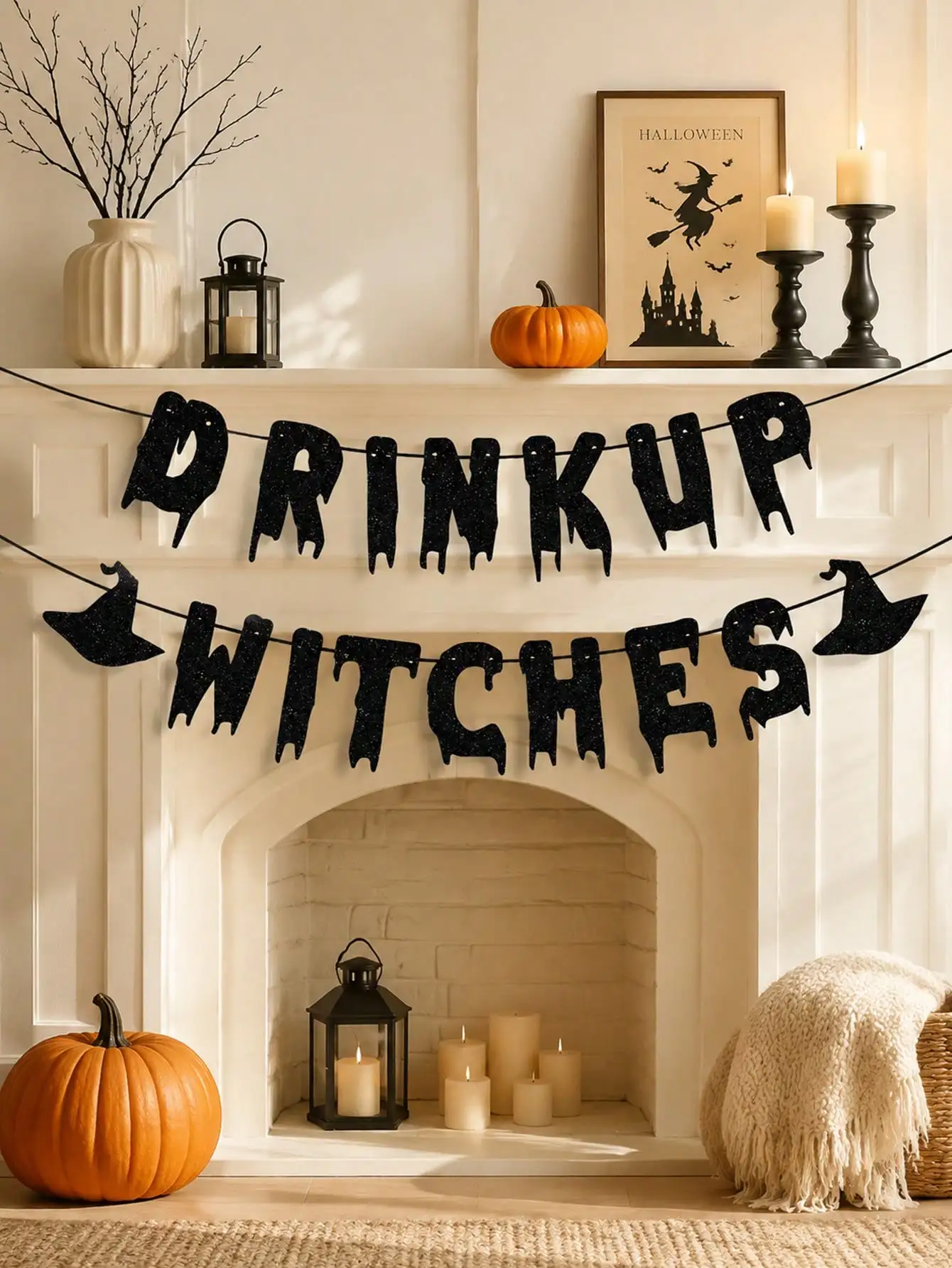 1 Set Halloween Paper Banner, Black Drip Font Witch Hat & Crow Cutout Garland, Witch Theme Halloween Background Decoration, Halloween Party Decor, Halloween Trick Or Treat Decoration, Home Decor, Hanging Ornament sh25063017751327256