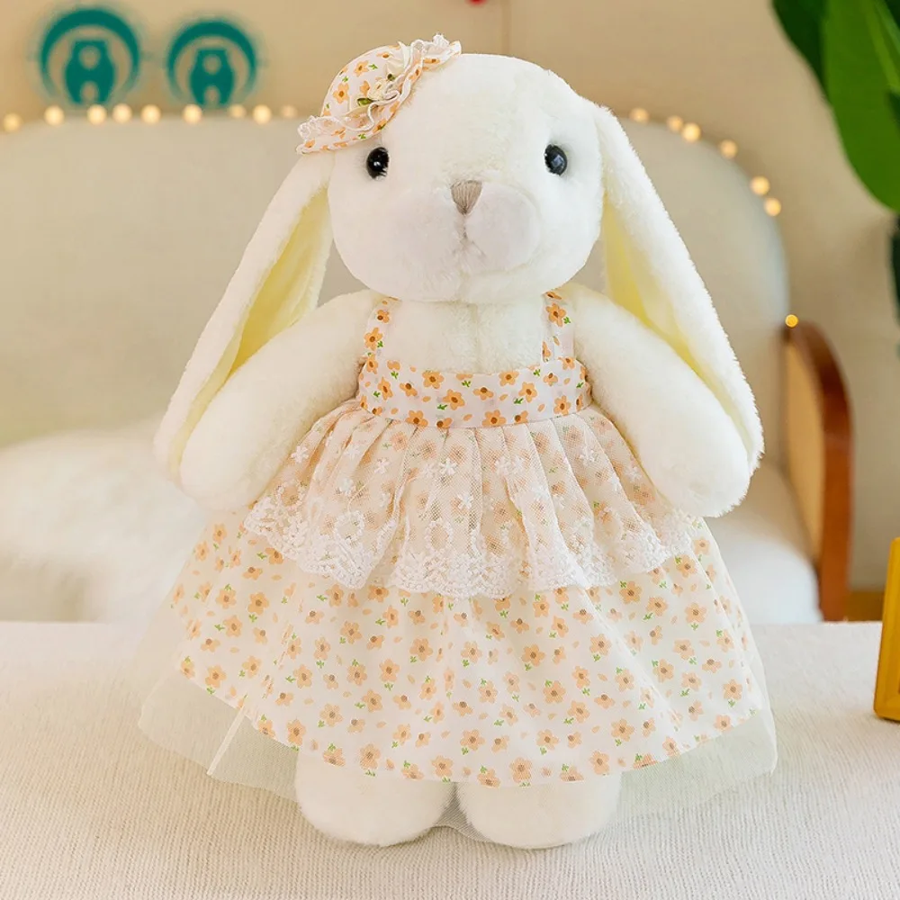 

Stuffed Animal Skirt Rabbit Doll Floral Skirt Long Ear Kapok Rabbit Plush Toys Lop Rabbit Cute Bunny Stuffed Doll