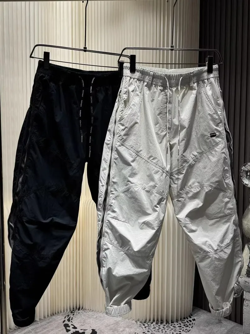 

Высококачественные мужские летние тонкие повседневные брюки с боковой молнией, свободные дышащие брюки-карго Qui Dry, молодежные брюки для активного отдыха