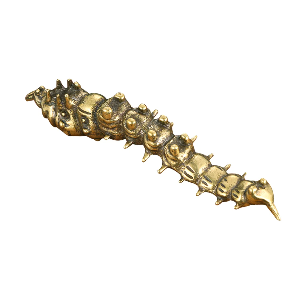 

Car Toy Brass Caterpillar Creative Ornament Desktop Gift Small Figurine Golden Decor Child