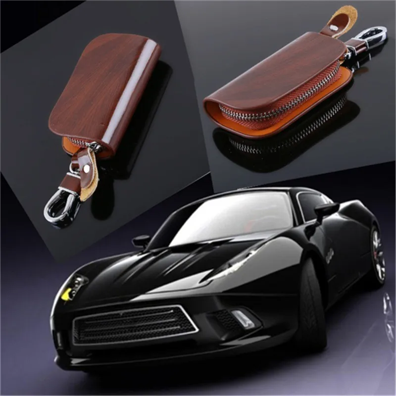 PU Leather Keychain Men Women Key Holder Organizer Pouch Cover Male Car Key Wallet Housekeeper Key Case Mini Card Bag