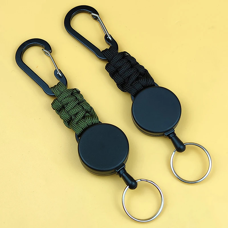 Heavy Duty Retractable Key Chain Black High Elastic Easy Pull Key Chain Certificate Pendant Doctor Nurse Badge Reel Clip