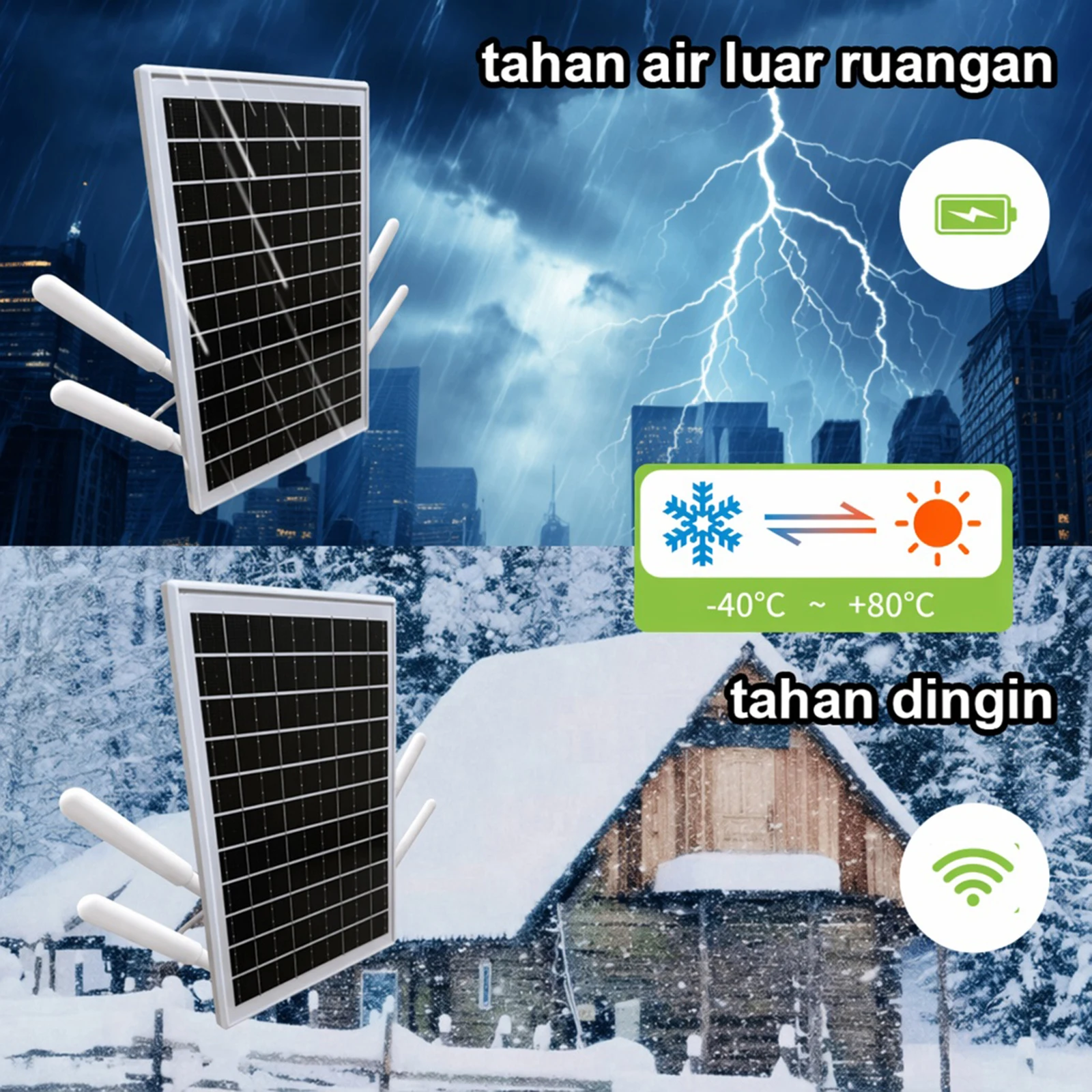 Solar Panel Powered 4G LTE WiFi Router IP66 Waterproof 4G LTE Modem Router 15W 18000mAh WiFi Hotspot for Outdoor Camera Phone PC