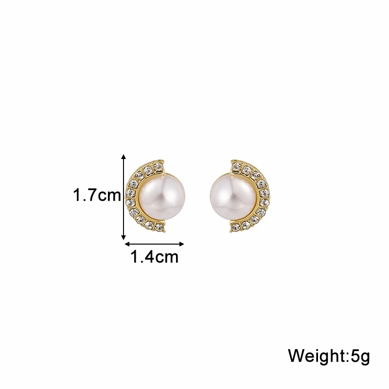 Trend New Crystal Half C-shaped Side Small Pearl Earrings for Women Korean Lovely Cute Ear Jewelry brincos 2024 new in