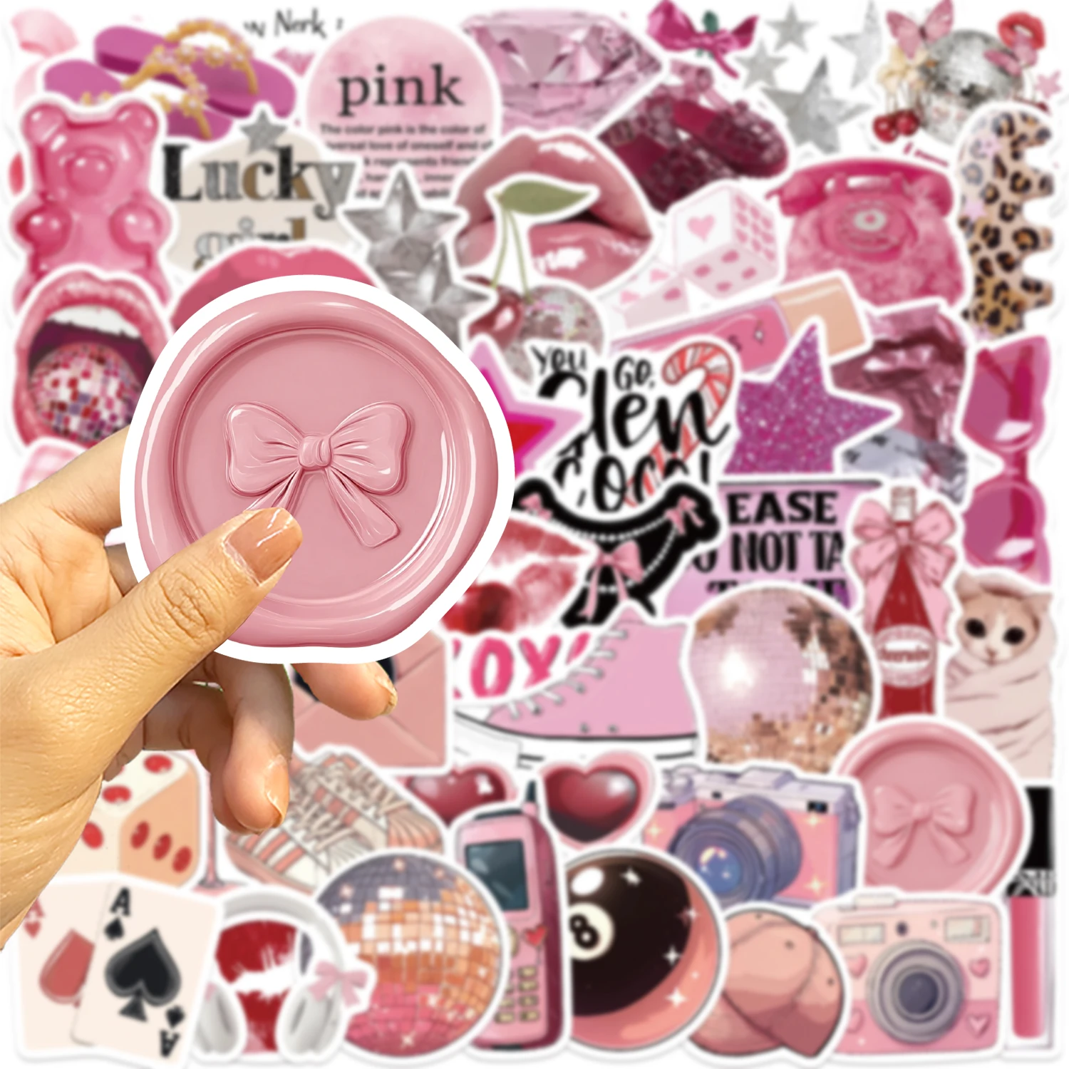 55pcs Pink Y2K Downtown Cartoon Graffiti PVC Stickers - Waterproof DIY Decor for Guitars Notebooks & Luggage AnimeWorlds Store