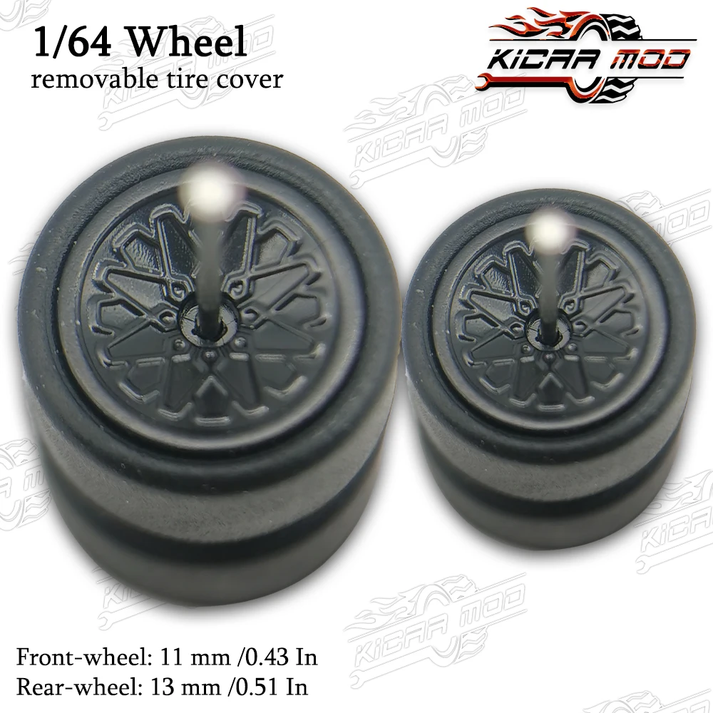 1/64 RLC Premium Wheels with Slick Tires for Hot Wheels RLC Muscle Car Petal Spoke Model Car Refitting Parts D:11mm+13mm (1Set)