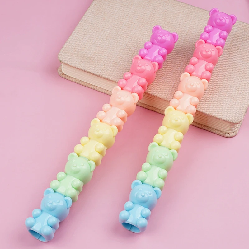 Desenhos animados Fluorescente Rabisco Pen, Highlighter Set, Manga Graffiti Markers, Estudante Papelaria, Material Escolar, 5 Cores, 1Pc