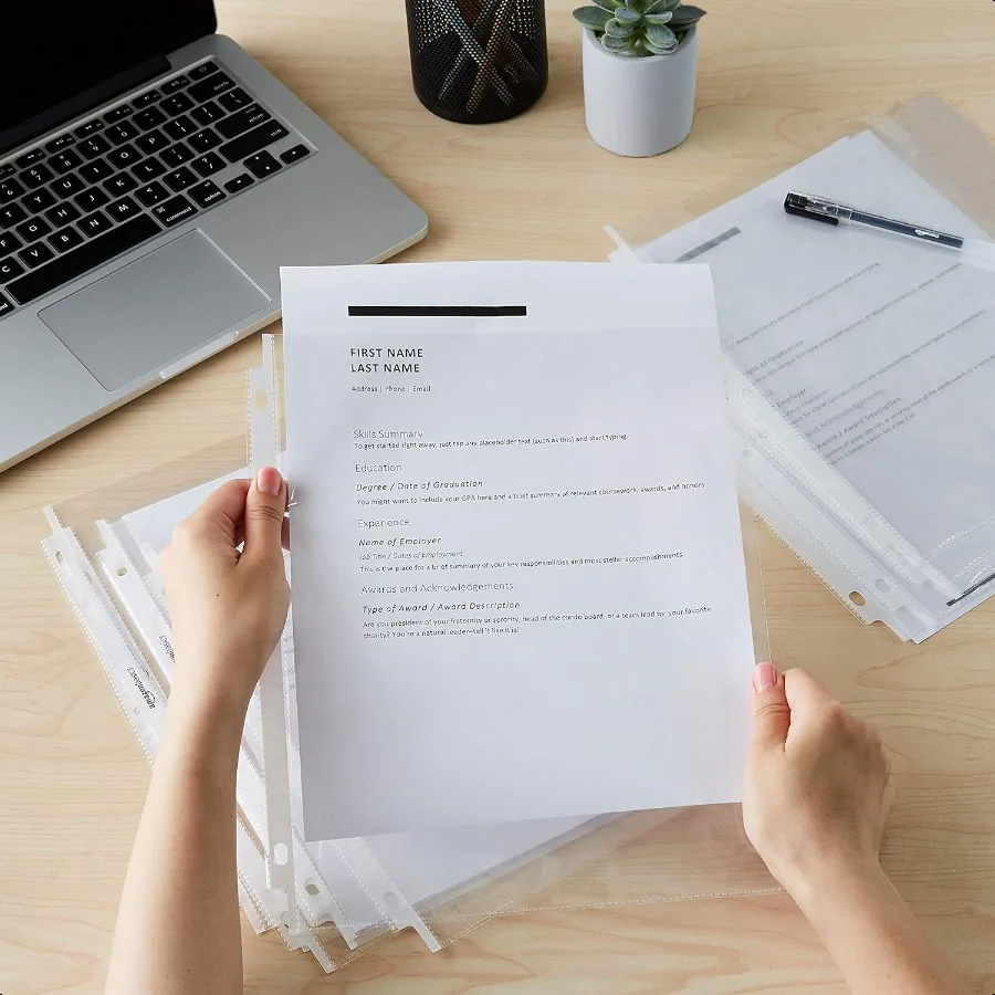 واقيات شرائح التحميل العلوية الشفافة لـ 3 حلقات من مادة البولي بروبيلين 8.5 × 11 بوصة 200 عبوة