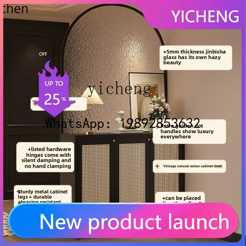 A3-2  home entrance cabinet shoe  integrated medieval glass screen partition cabinet facing the door entrance cabinet