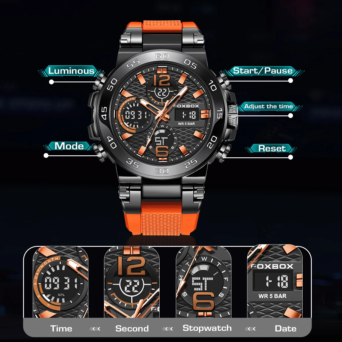 LIGE 2026 Men's watches Digital Military Waterproof Watch LED quartz wristwatch Clock Sports Watch Male Watches Chronograph+BOX