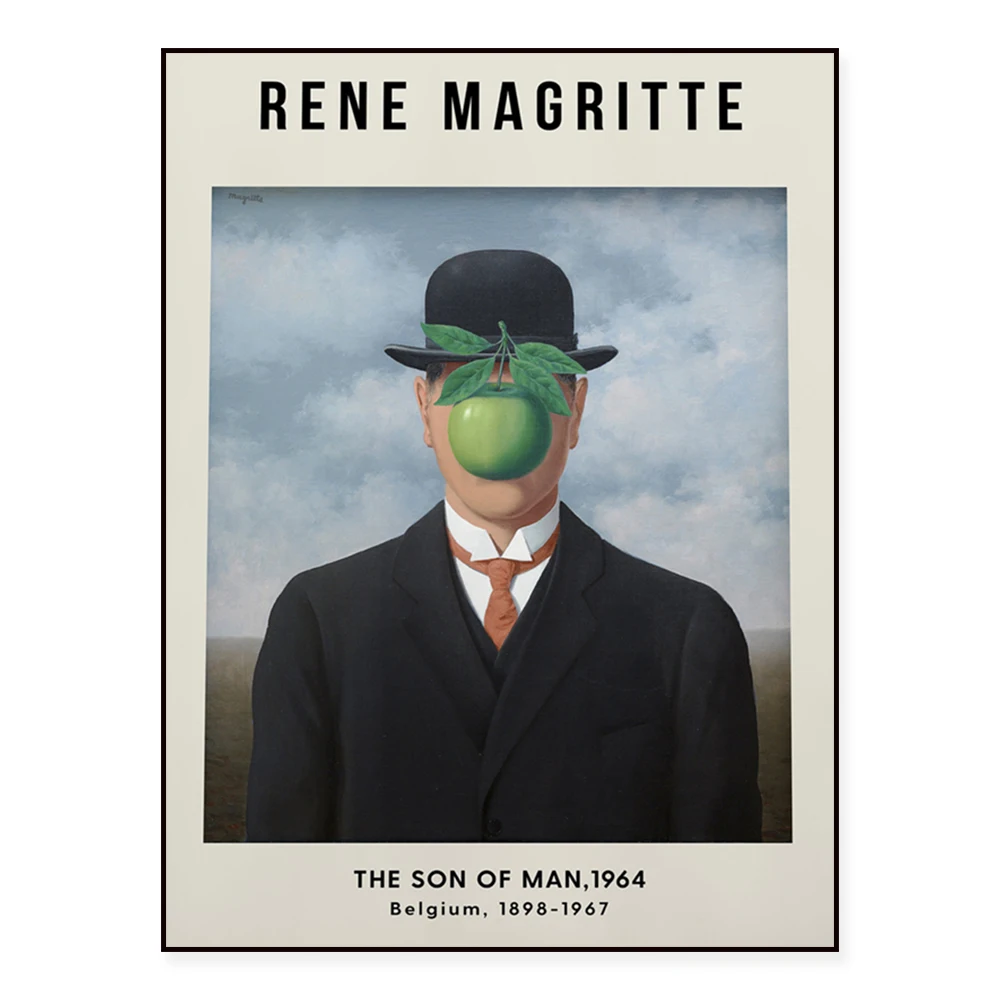 Rene Magritte - El hijo del hombre, 1964 - Pipa - Póster - Lienzo - Decoración del hogar - Pintura vintage, Surrealismo, Arte moderno
