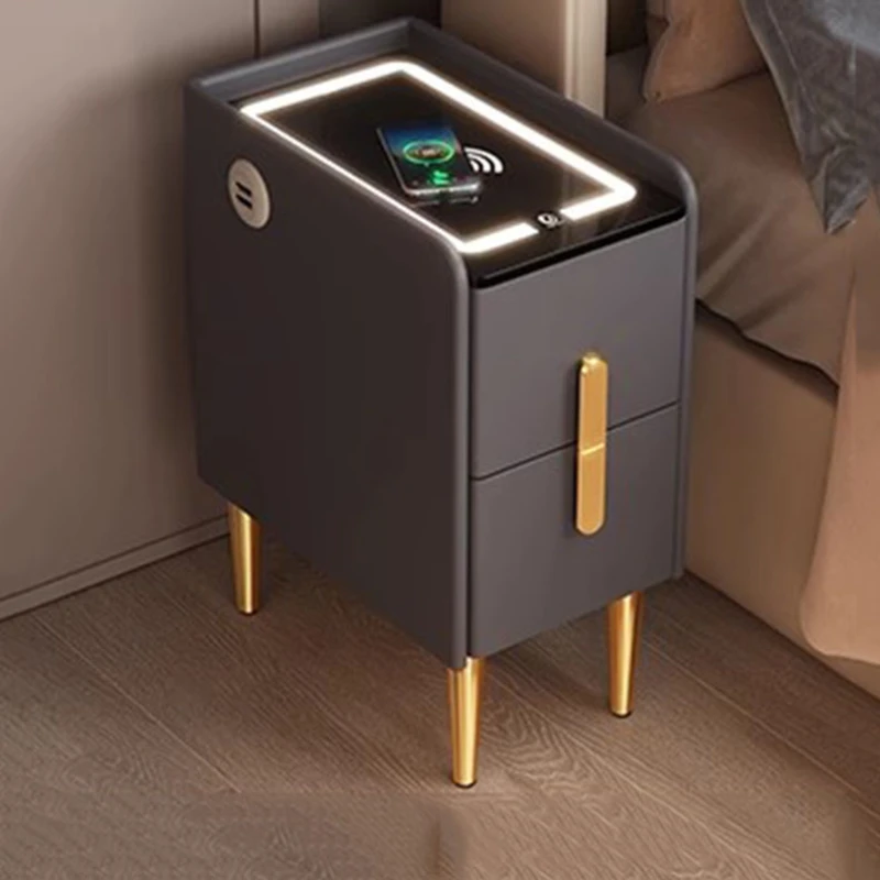 Black Organizador Nightstand Table Storage Dormitory Living Mobile Bedsides Table Gold Space Saving Szafka Nocna Hotel Furniture