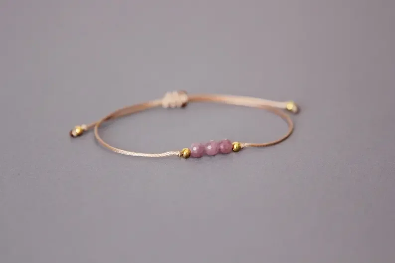 Ruby Simple Crystal July Birthstone Bracelet Natural Stone Bracelet Cancer Zodiac Gift