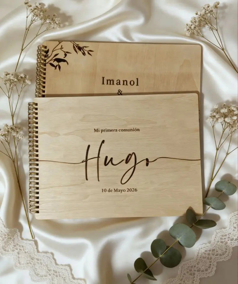 Livro de Visitas de Casamento Personalizado em Madeira, Álbum de Fotos para Primeira Comunhão, Livro de Assinaturas para Primeira Comunhão