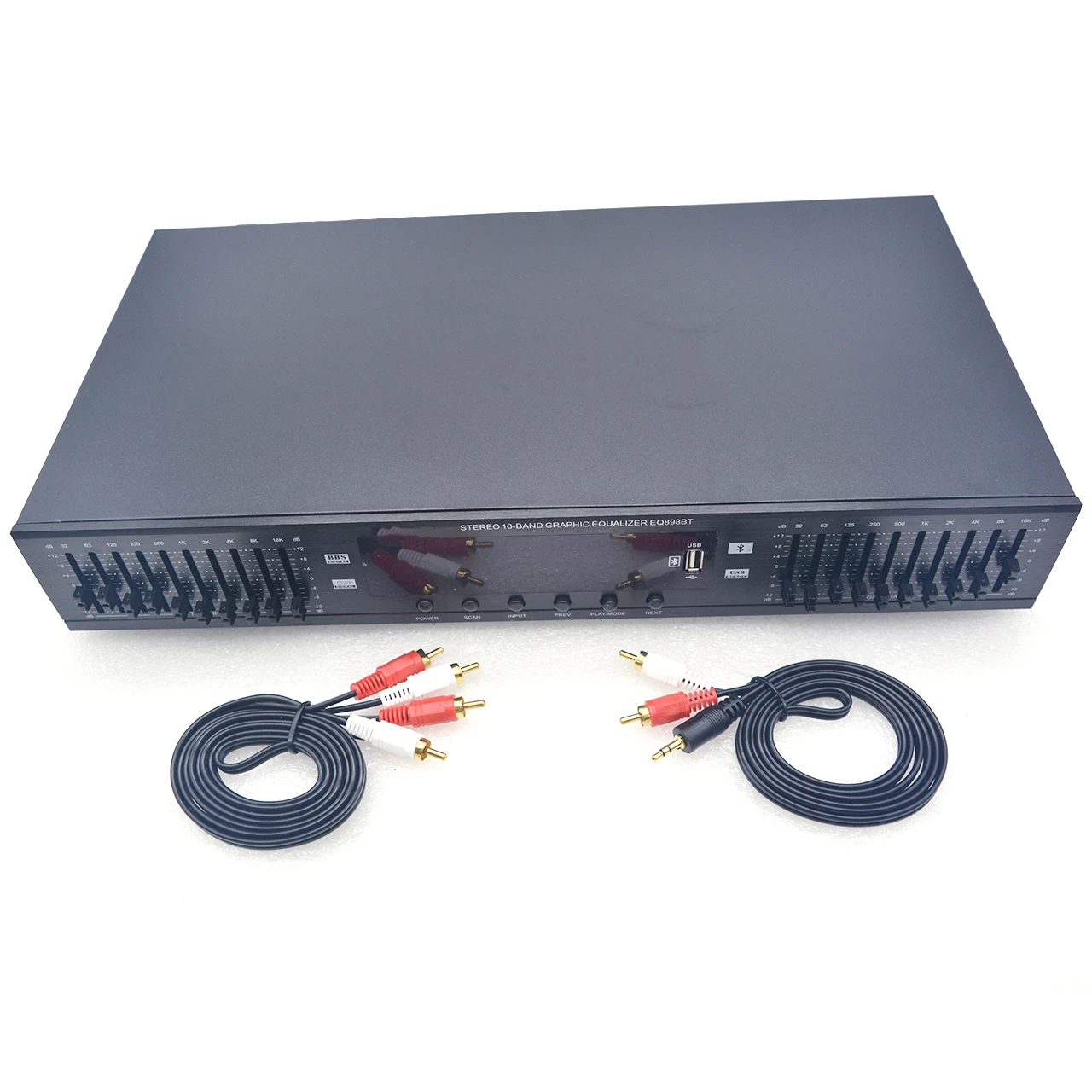 New 220V Digital HD Stereo Preamplifier Equalizer Built-In USB Bluetooth Home Stage Equalizer Dual 10 Segments EQ-898