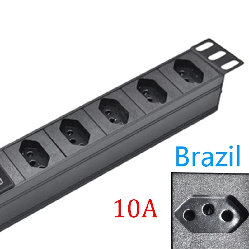 Brazil Plug Socket Power Strip PDU Distribution Unit 2/8Ways 3Pin Brazilian socket with Ampere/Volt/Watt Digital Display Meter