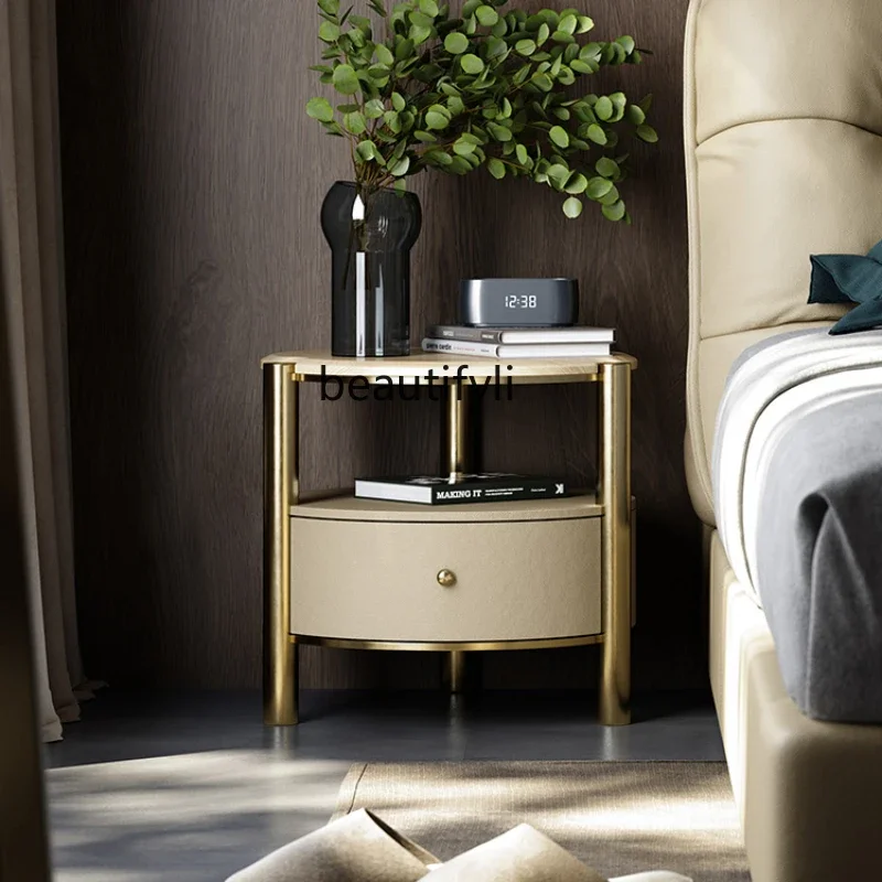 

A16 Light Luxury Bedside Table Large Apartment Master Bedroom Bedside Cabinet Modern Minimalist Solid Wood Bedside Cabinet