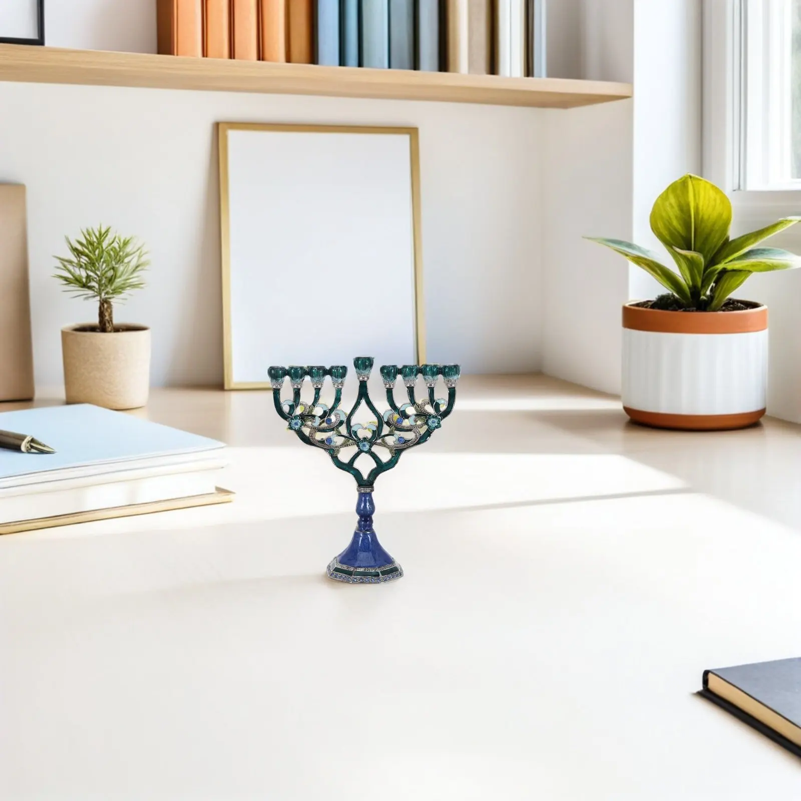 

Металлическая винтажная подставка для 9-конечной ганукахской свечи, центральное украшение стола для еврейских праздников