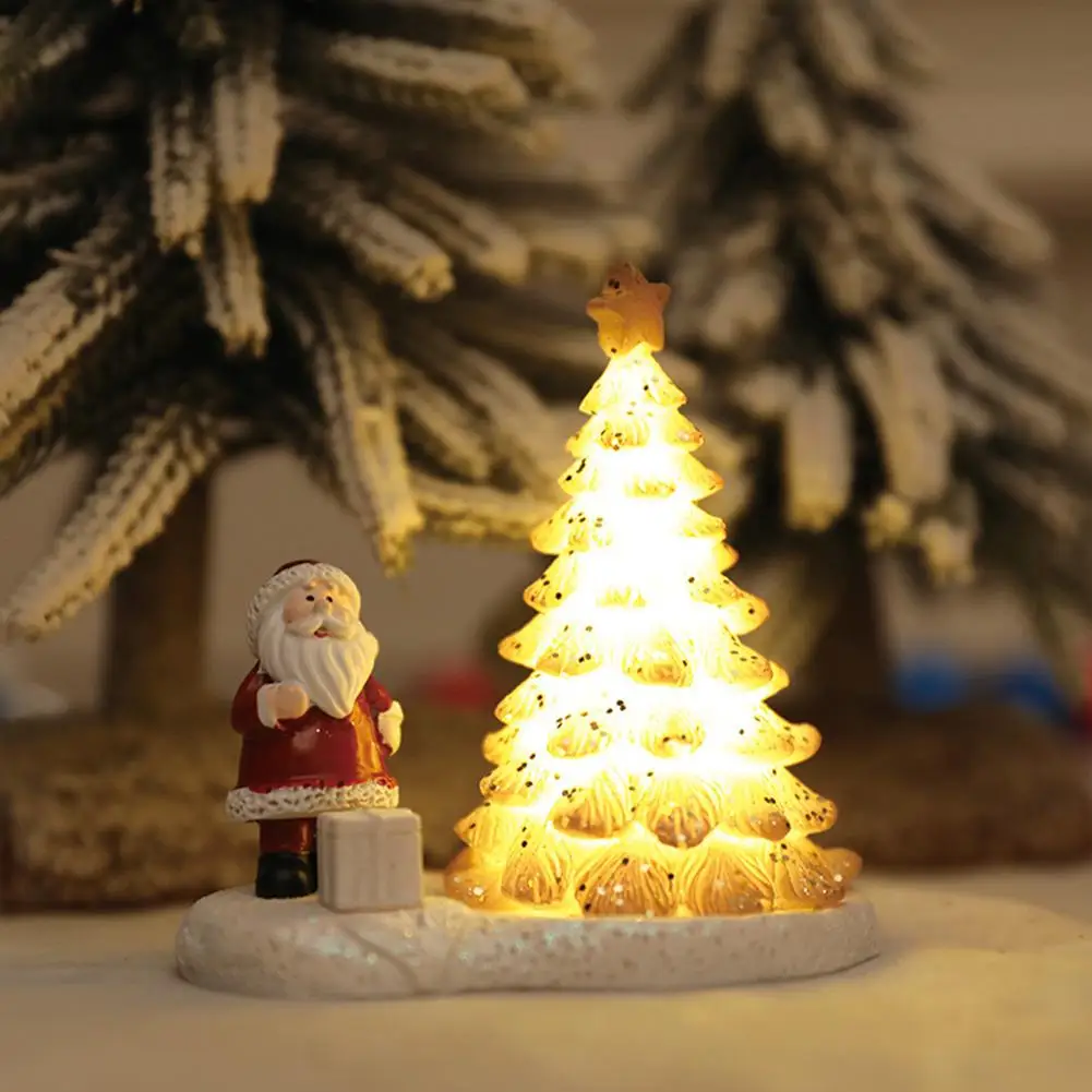 

Christmas Decorations Creative Xmas Tree Santa Claus LED Light-up Ornament Scene Decor Ornament Desktop Christmas Tree Statue