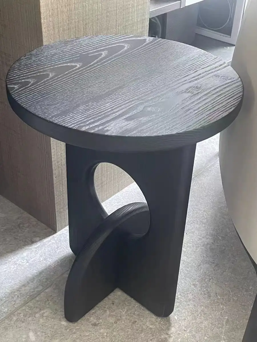 Customizable Nordic Minimalist Solid Wood C-Shaped Side Table - Round Corner Table