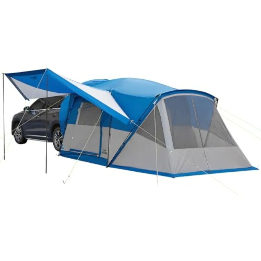 

SUV Tent for family camping: polyester fabric, gray/black, 60 more space, dual-room design with screen porch, rainfly, awning,