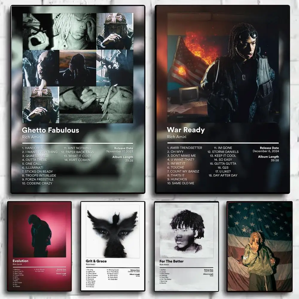 Singer R-Rich Amiri Music Album Poster Modern Aesthetic Wall Art Poster Minimalist Room Decoration Items