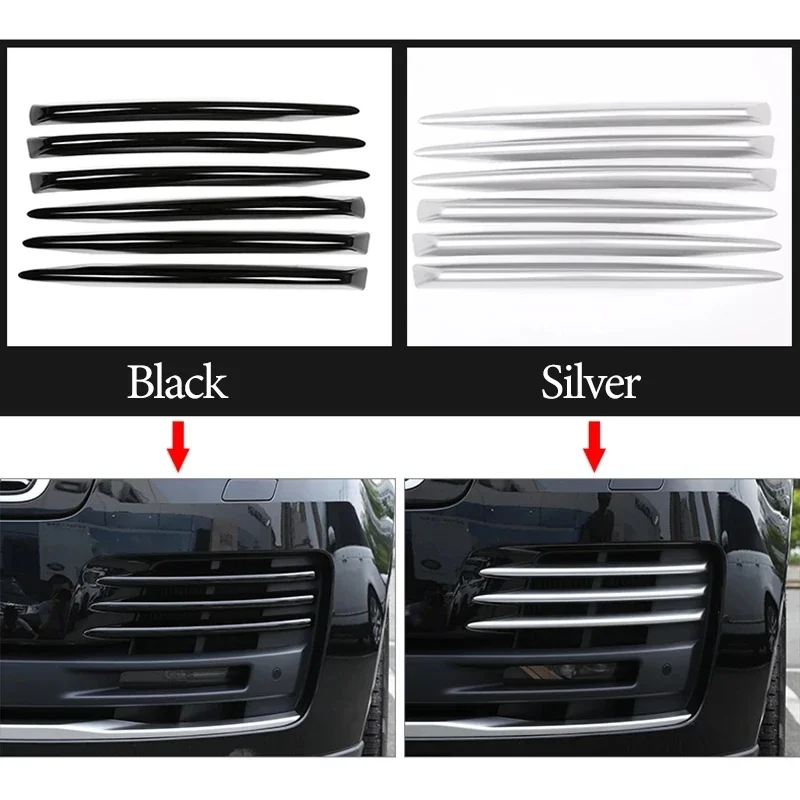 6pcs For Land Rover Range Rover Vogue 2018-2020 ABS Chrome Car Front Fog Lamp Grille Strip Decorative Sticker Car Accessories
