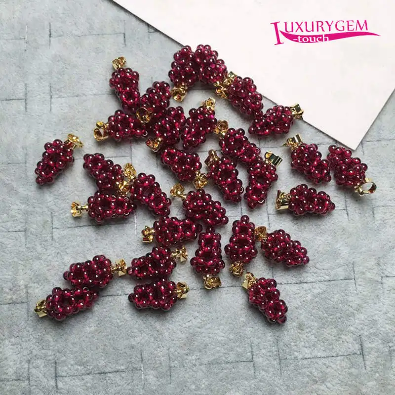 9x15mm Natural Color Red Garnet Stone Grape Shape Metal Buckle Stainless Steel Pendants Necklace Jewelry 1Pcs sk599 No Chain