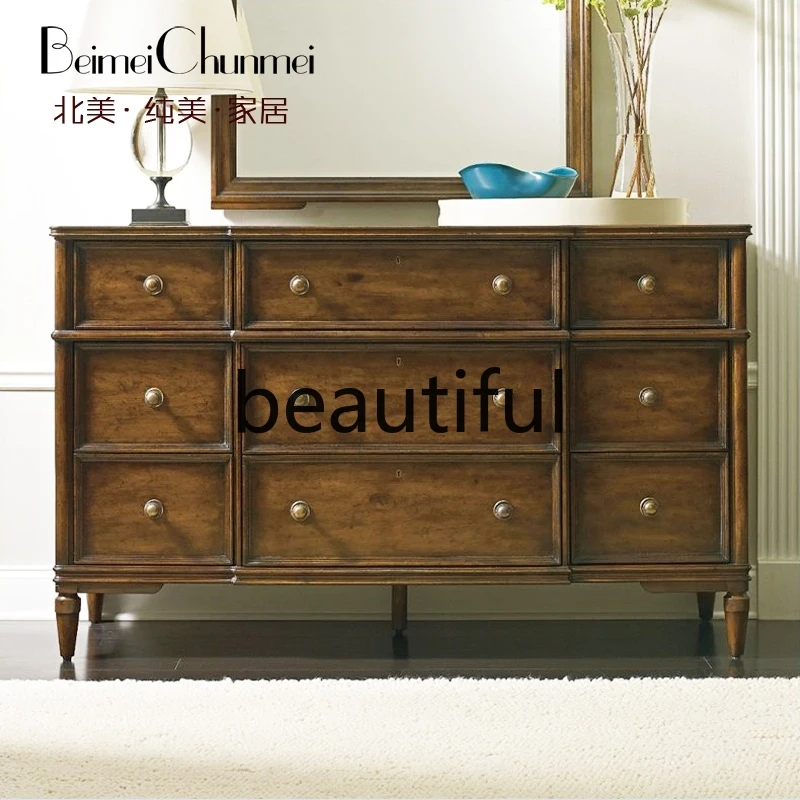 

American storage drawer three-bucket cabinet European shoe cabinet retro foyer partition entrance cabinet