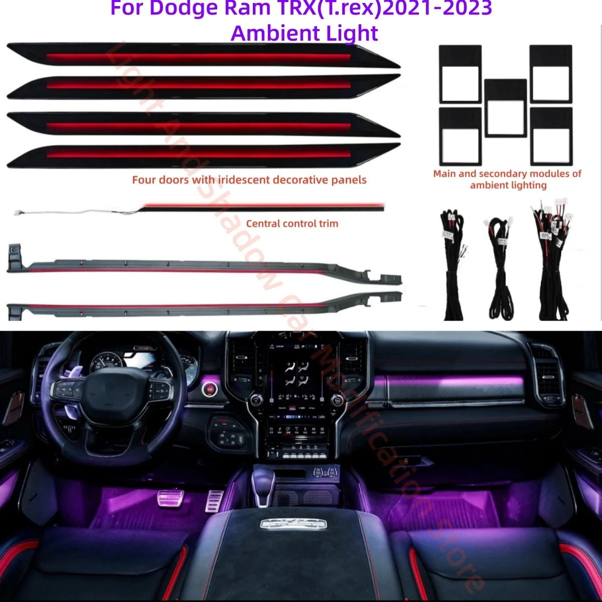 

For Dodge Ram 1500 TRX T. rex 2021-2023 Ambient light car interior lighting upgrade Car accessories Footlights Atmosphere lamp