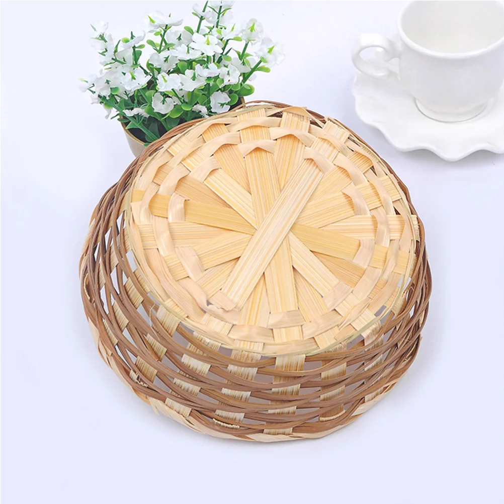 

5 Pcs Bamboo Fruit Basket Portable Snack Tray Dessert Plate Household Woven Candy For Storage