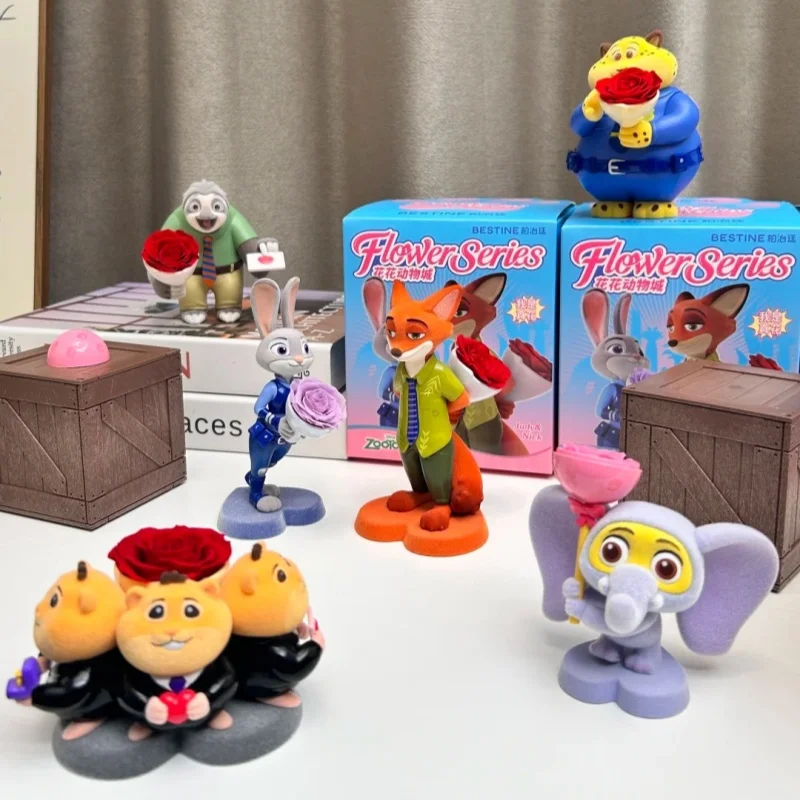 

Genuine Crazy Zootopia Blind Box Flower Zootopia Eternal Life Flower Judith Nick Mystery Box Accessories Handmade Gift Ornament