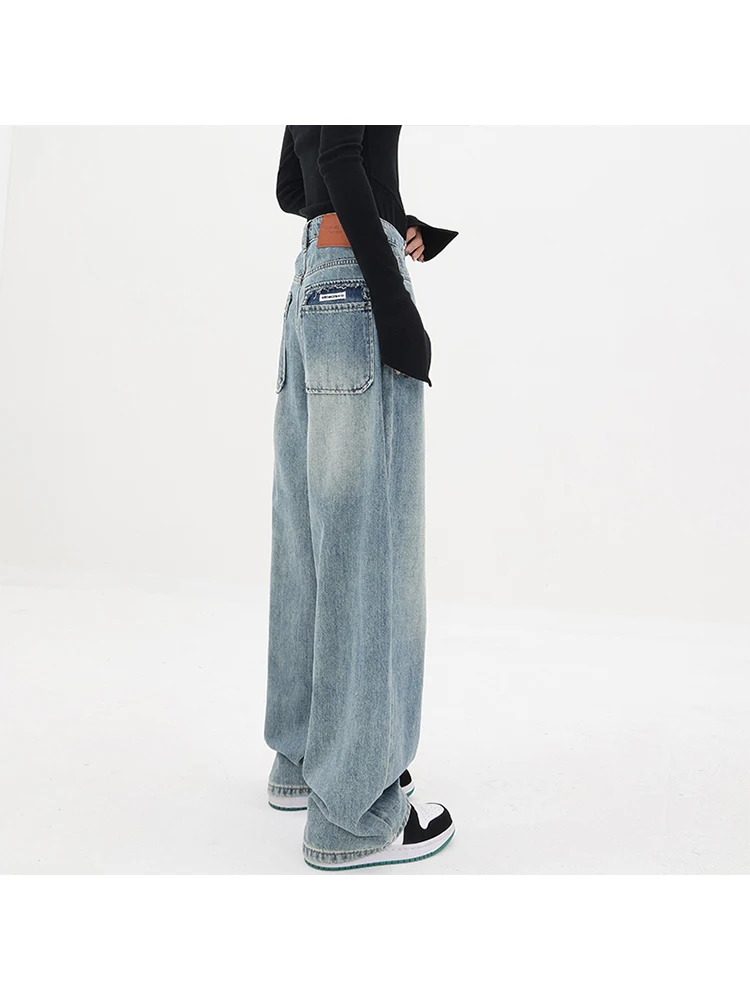 

Harajuku Retro High Waist Straight Streetwear Jeans Pants Korean Fashion Women Wide Leg Baggy Y2K Denim Trouser Female Clothes