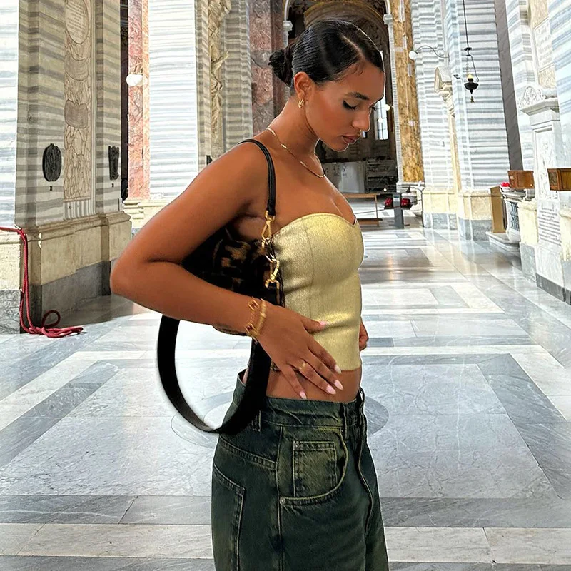 Haut court d'été sans bretelles, dos nu, Sexy, Corset, tenues de Club de fête pour femmes, gilet tubulaire, sans manches, bustier slim