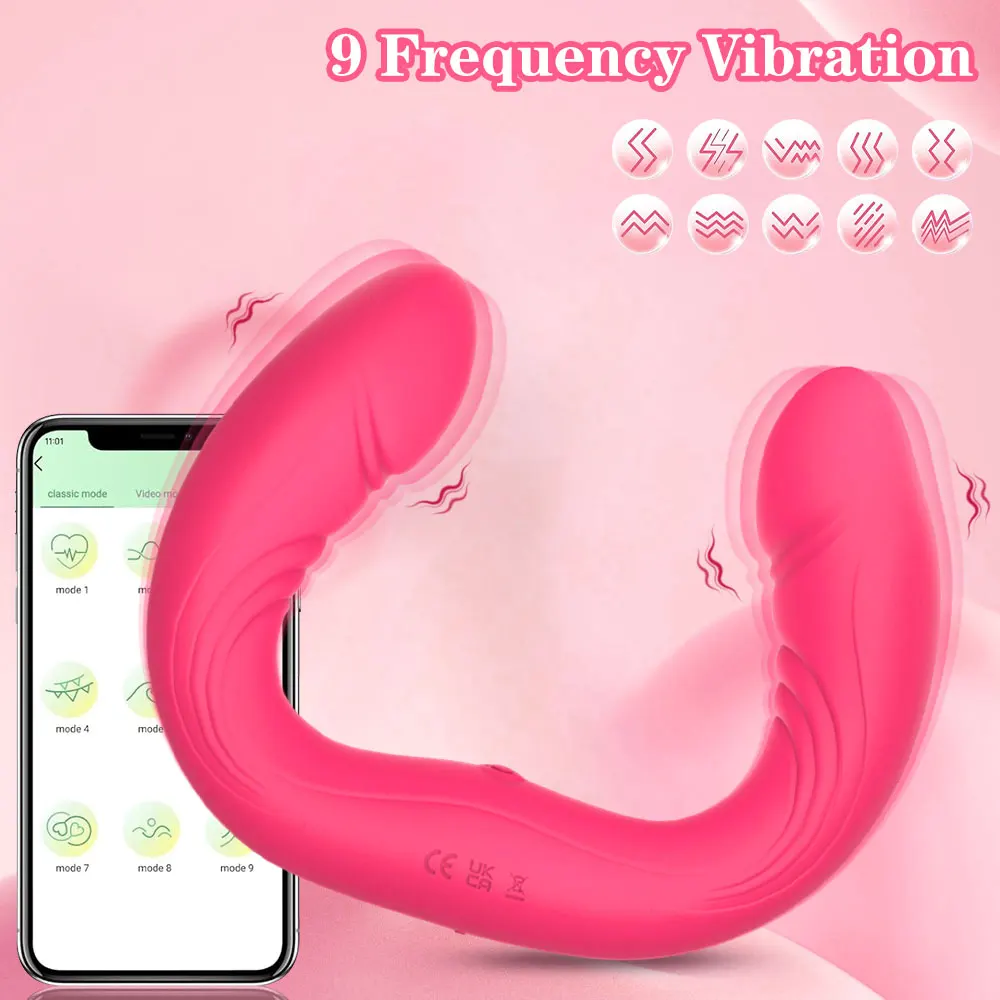 G-spot Dildo Vibrator Sex Toys Double-ended App Remote Control Strapless Realistic Silicone Dildos Adult Toys for Women Lesbian