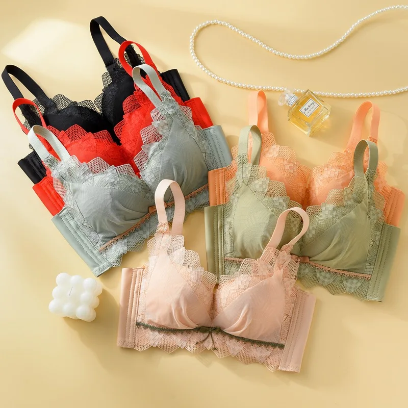 

Women bra underwear top lace underwear small chest push-up breathable breast adjustment bra Fashion comfortable bra