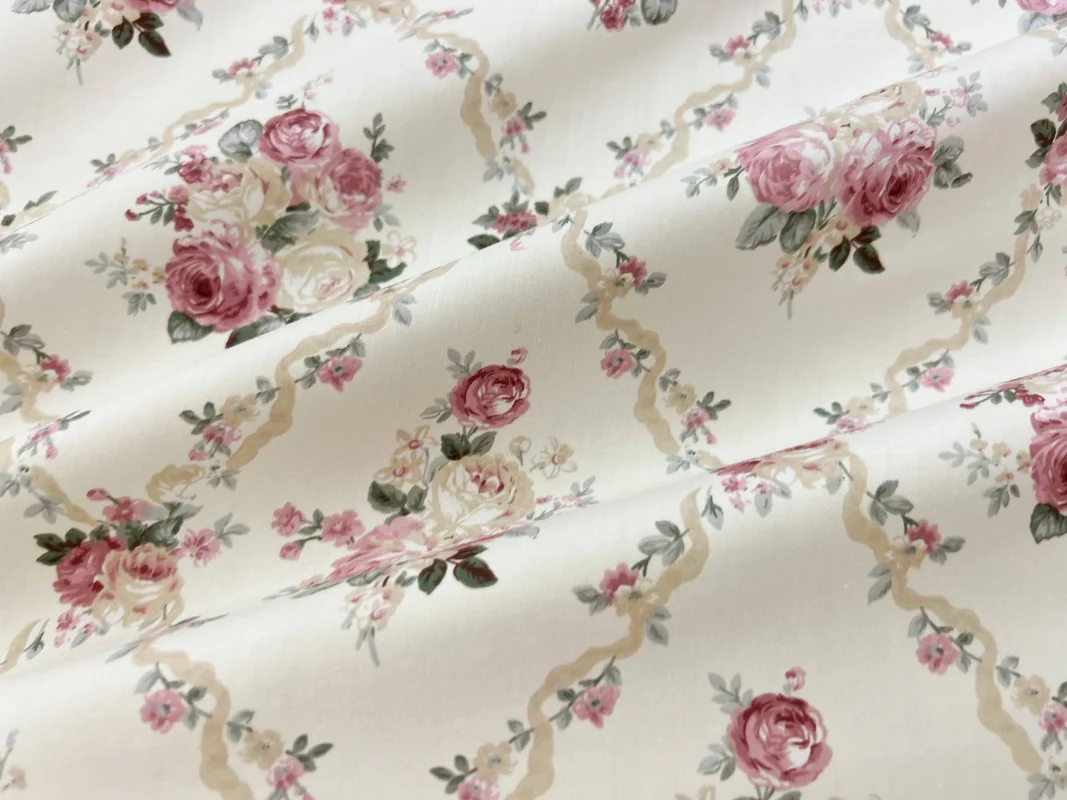 160x50cm Rose Cotton Twill Printed Fabric, Making Bedding Handmade Finish Tablecloth Clothes Cloth