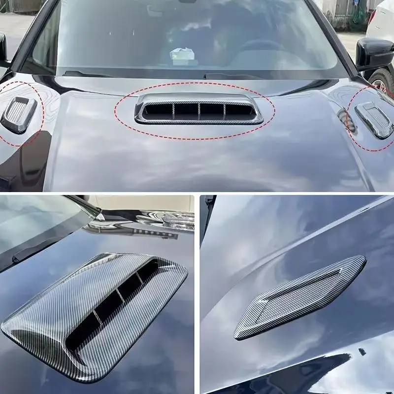 40cm Universal Car Air Flow Decorative Intake Hood Scoop Bonnet Vent Sticker Cover Hood Geared to fit any FLAT Hood Vehicle
