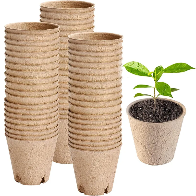 10/20pcs Garden Nursery Pots Pulp Seed Starter Pots Flower Propagation Container with Drainage Holes Home Gardening Tools