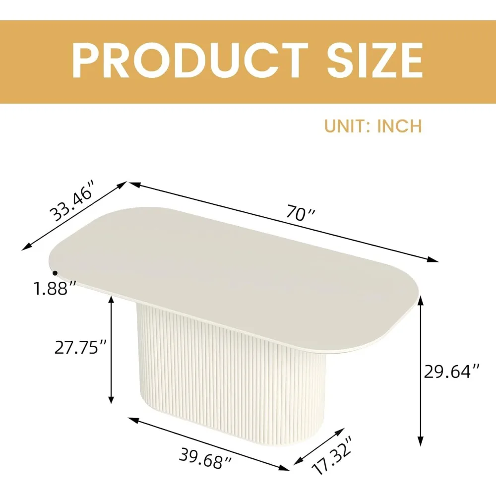 70-дюймовый овальный обеденный стол, современный кухонный стол на 6 человек, внутренний прямоугольный обеденный стол для кухни, бара, гостиной,