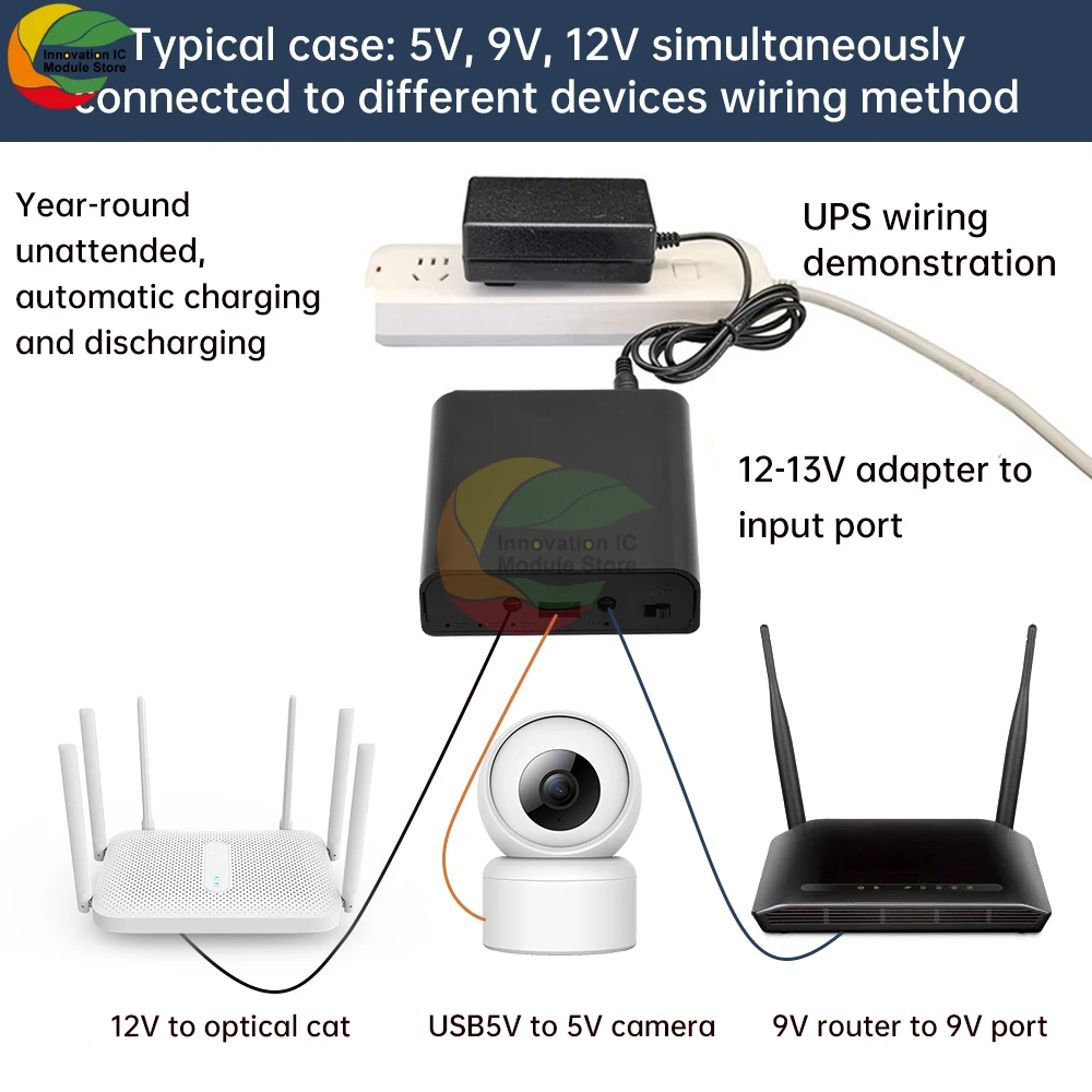 5V9V12VUPS Lithium Battery Soldering Free Kit 18650 Power Bank Ready to use Router Optical Cat Uninterruptible Power Supply Box