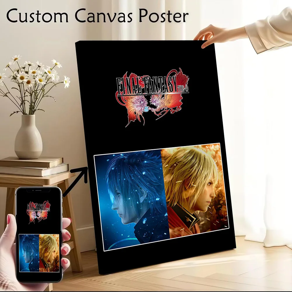 Fantasy Type-0 Logo and Characters Poster Customizable Printed Canvas Painting for Pictures Wall Art Room Decoration Gaming Home